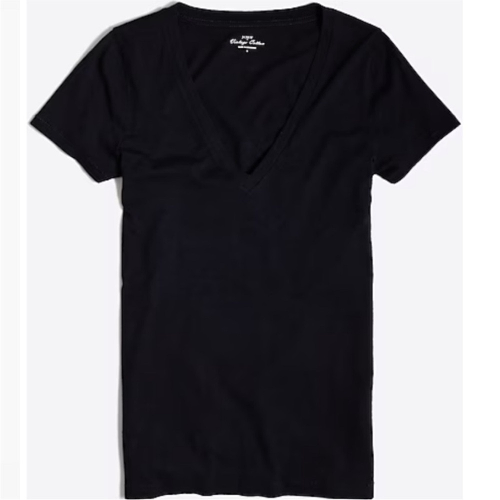 J. CREW Slub Cotton Black V-Neck Women's Short Sleeve Top - Picture 2 of 11
